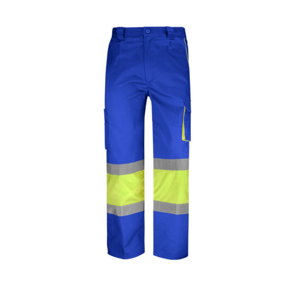 Pantalón alta visibilidad Worko en color azulina y amarillo