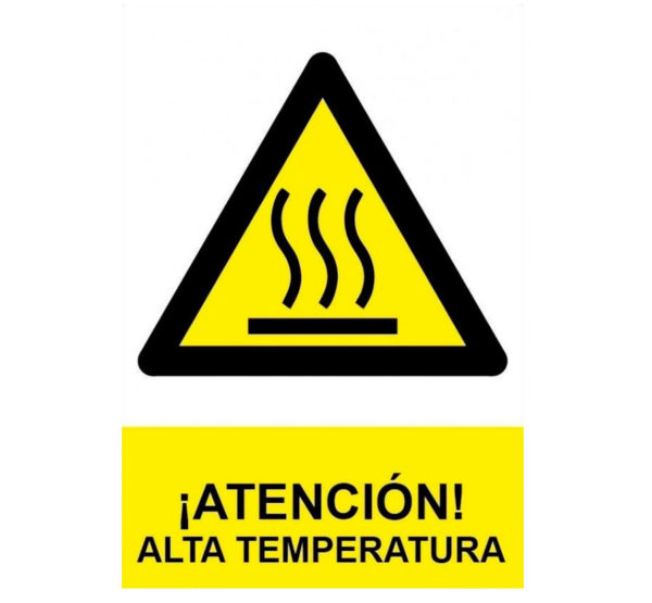 Señal advertencia atención alta temperatura