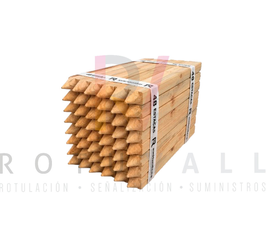 Paquete de estacas de madera 30x30x500 mm con punta