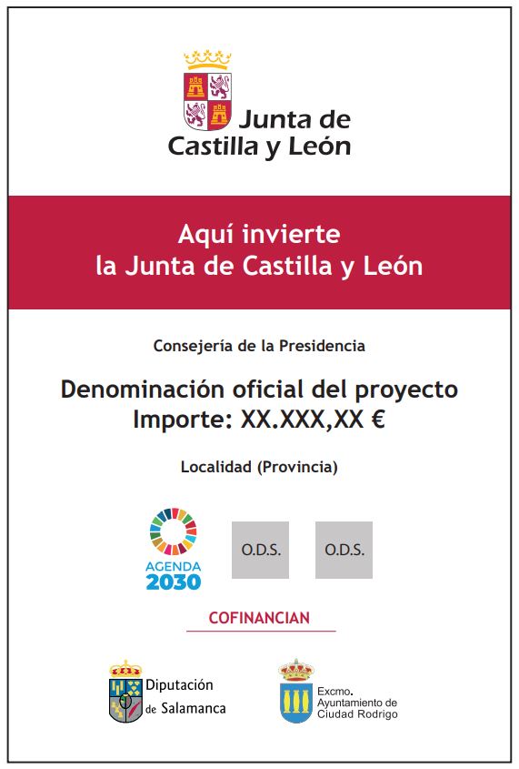 Cartel en forma de valla obligatorio para proyectos financiados por la Junta de Castilla y León con fondos extraordinarios Covid19