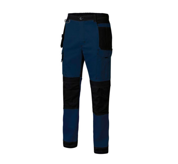 Pantalón de trabajo tejido canvas en azul y negro multibolsillos