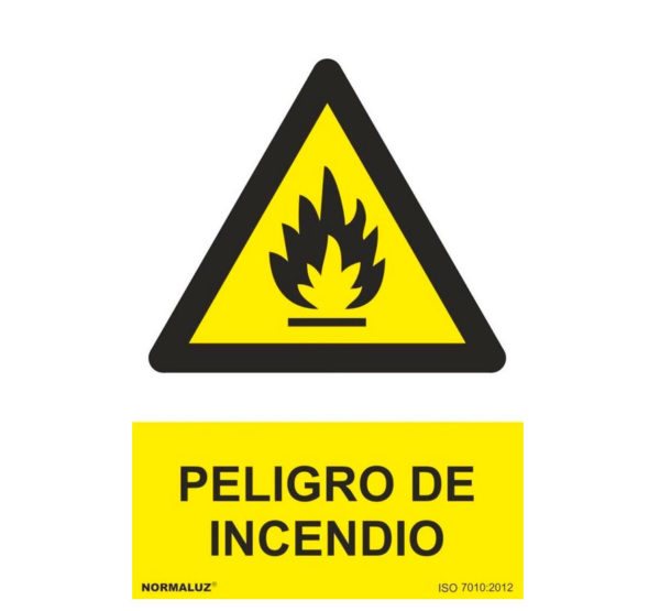señal de advertencia peligro de incendio