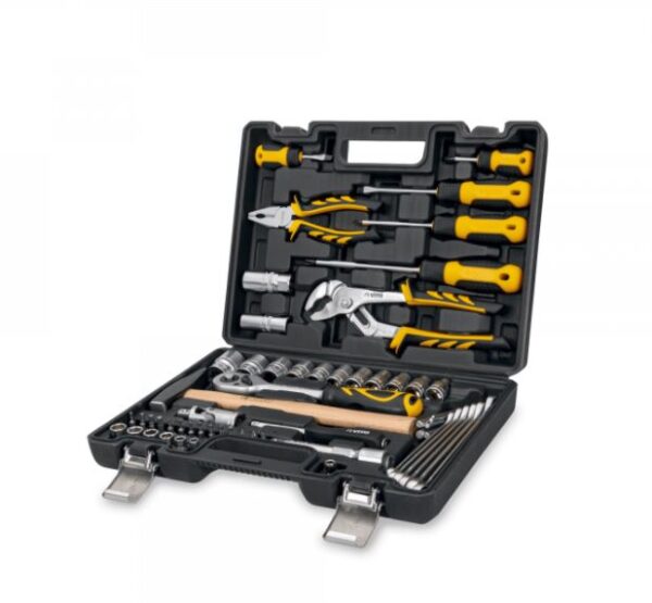 Maleta de herramientas 58 piezas marca Vito, abierta mostrando en su interior todas sus piezas
