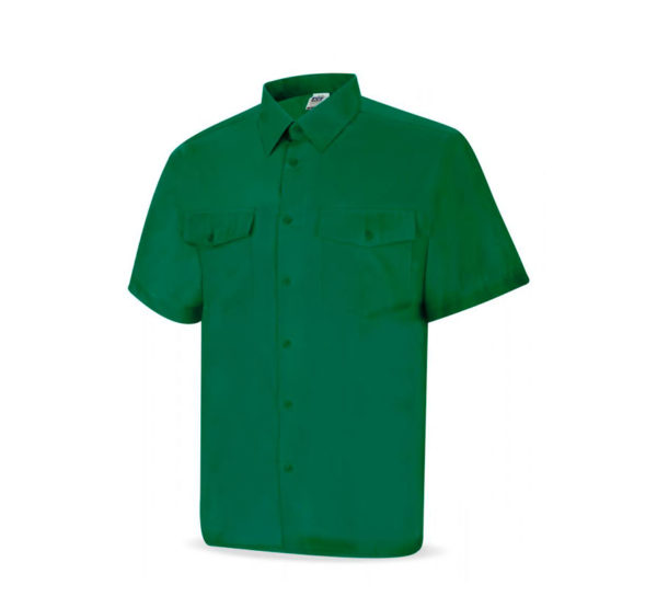Camisa de trabajo verde manga corta tergal