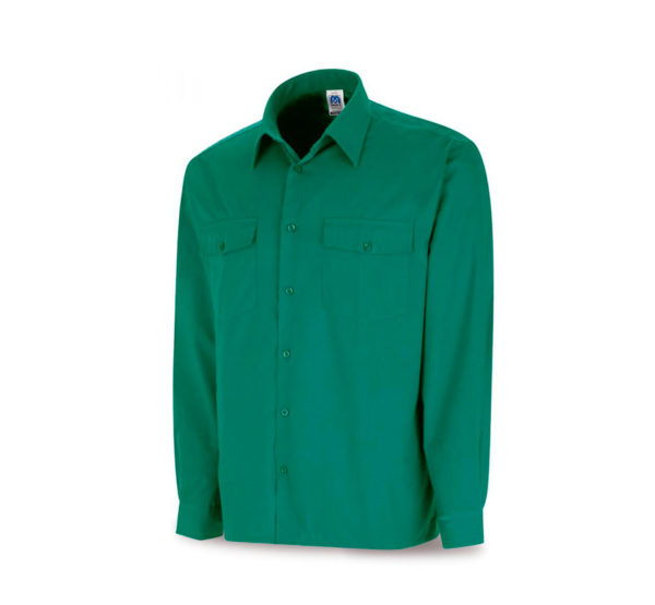 Camisa de trabajo verde manga larga tergal