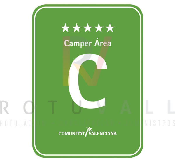 Placa camping 5 estrellas camper área Comunidad Valenciana