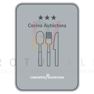 Placa restaurante de comida autóctona 3 estrellas Comunidad Valenciana