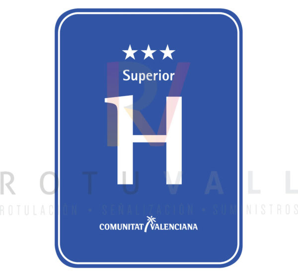 Placa distintivo para Hotel en la Comunidad Valenciana 3 estrellas superior