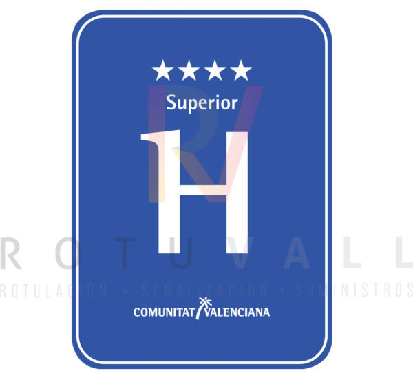 Placa distintivo para Hotel en la Comunidad Valenciana 4 estrellas superior