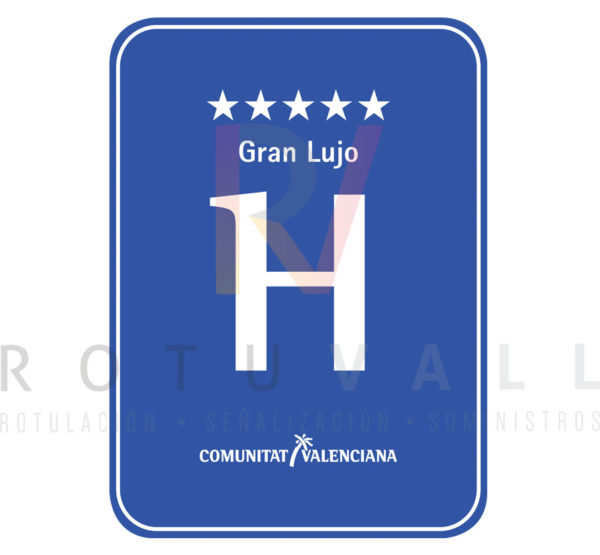 Placa distintivo para Hotel en la Comunidad Valenciana 5 estrellas Gran Lujo