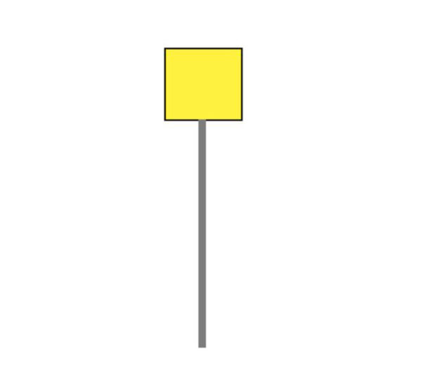 Hito piqueta de acero con panel amarillo réflex N1