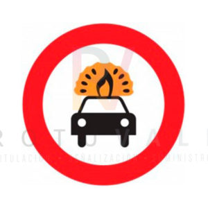 Señal-R-109-entrada prohibida a vehículos que transporten mercancías explosivas o inflamables