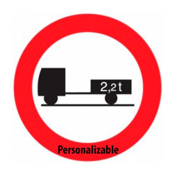 Señal de tráfico R-112 prohibido vehículos de motor con remolque