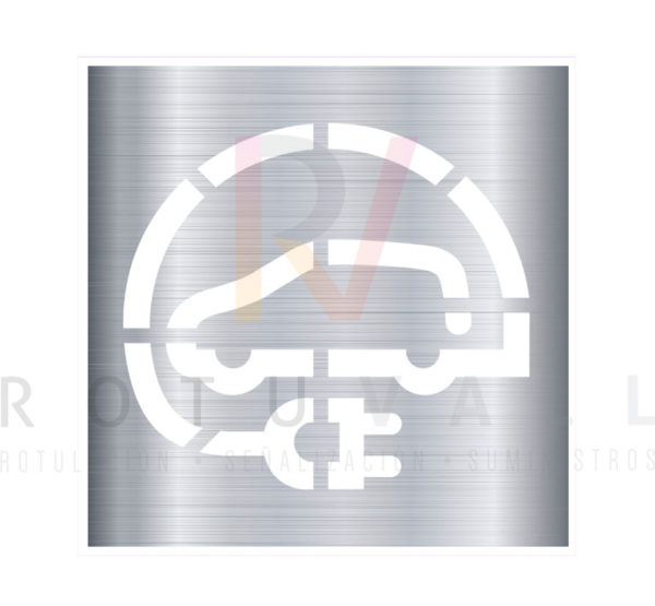 Plantilla coche-eléctrico-aluminio-pictograma oficial DGT
