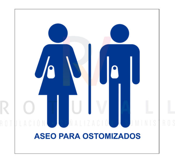 Señal de aseo para ostomizados-ostomía pictograma mujer y hombre