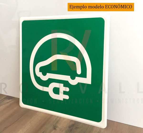 Señal punto carga coche eléctrico económica pictograma oficial DGT