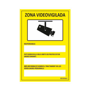 Cartel señal zona videovigilada rellenable textos en Catalán