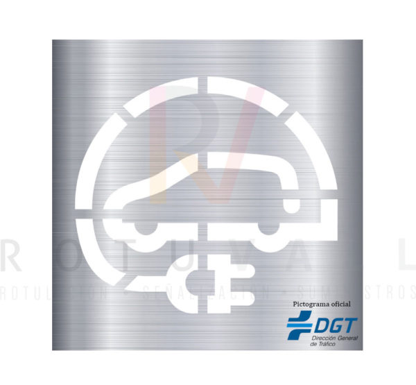 plantilla aluminio coche eléctrico pictograma oficial DGT