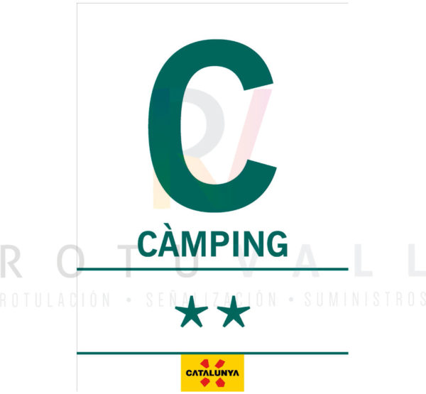 Placa-Camping-Cataluña-blanca-2-estrellas