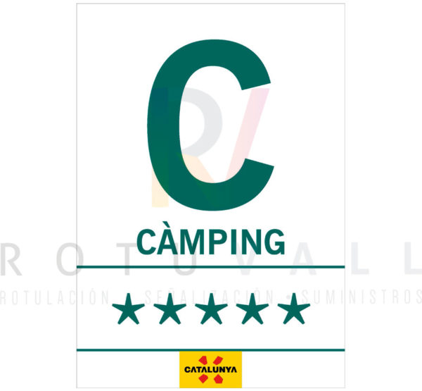 Placa-Camping-Cataluña-blanca-5-estrellas