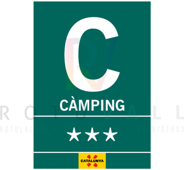 Placa-Camping-Cataluña-verde-3-estrellas