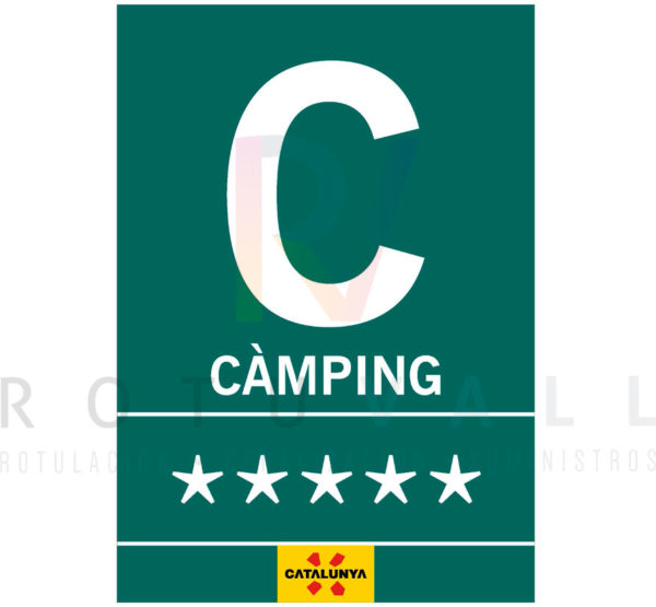 Placa-Camping-Cataluña-verde-5-estrellas