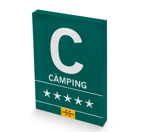 Placa-Camping-Cataluña-verde-5-estrellas-perspectiva