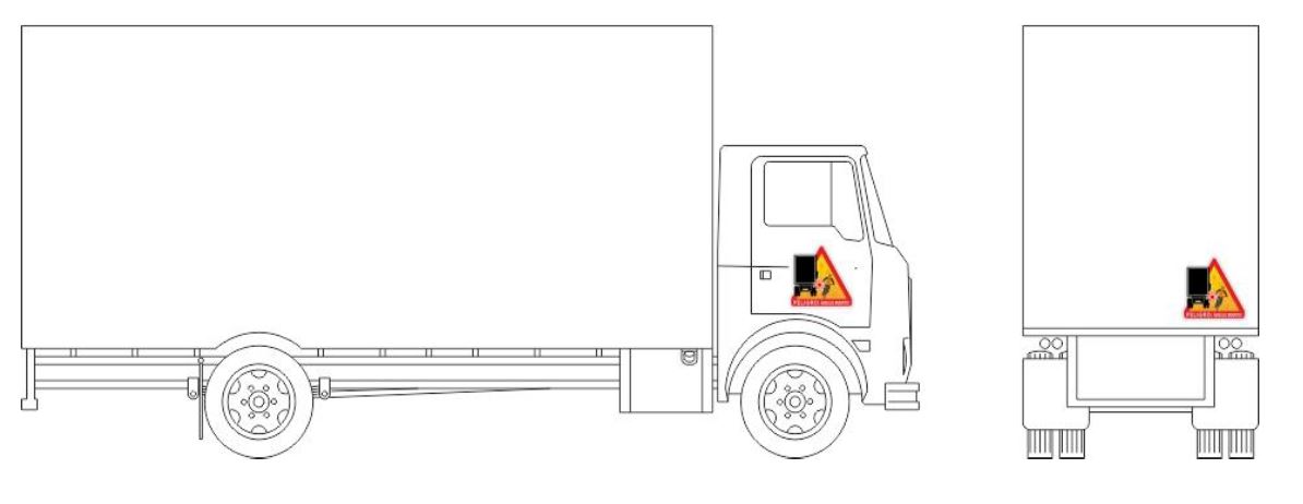 colocación pegatinas ángulos muertos transporte de mercancías camiones N2 N3