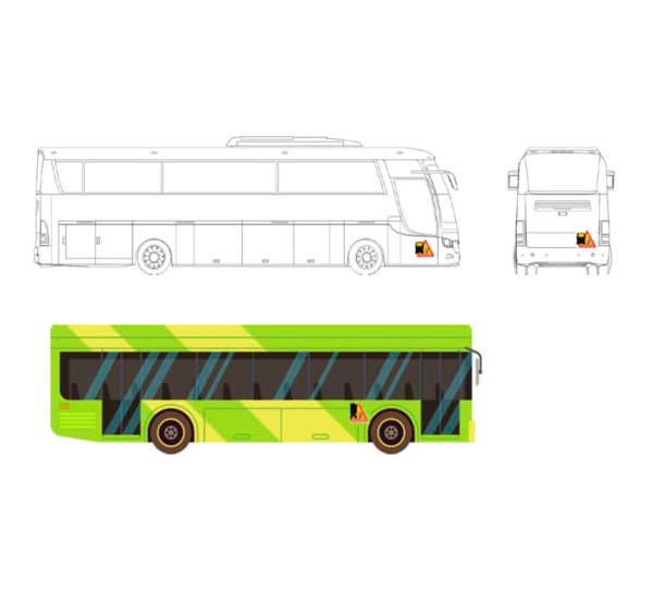 colocación pegatinas ángulos muertos transporte de viajeros autobuses