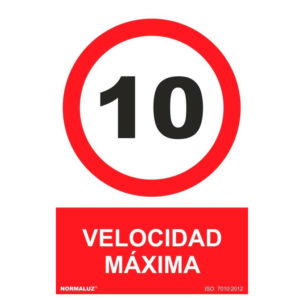 cartel prohibido velocidad máxima 10 km hora