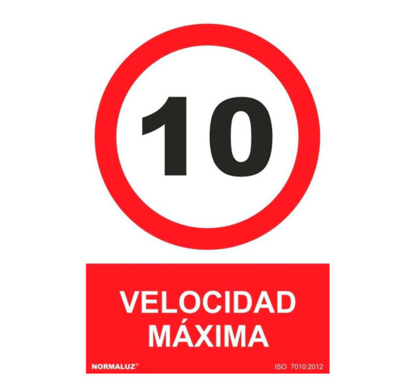 cartel prohibido velocidad máxima 10 km hora