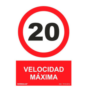 cartel prohibido velocidad máxima 20 km hora