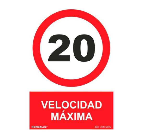 cartel prohibido velocidad máxima 20 km hora