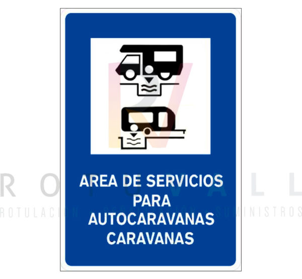 señal mixta de área de servicios para autocaravanas y caravanas señal s-122
