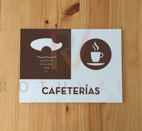 Placa oficial real para cafeterías Castilla-La Mancha fabricada por Rotuvall