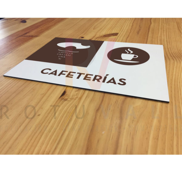 Distintivo oficial cafeterías Castilla-La Mancha placa fabricada por Rotuvall