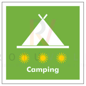 Distintivo homologado para los campings en la Comunidad de Aragón 3 estrellas