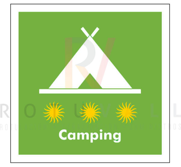 Distintivo homologado para los campings en la Comunidad de Aragón 3 estrellas