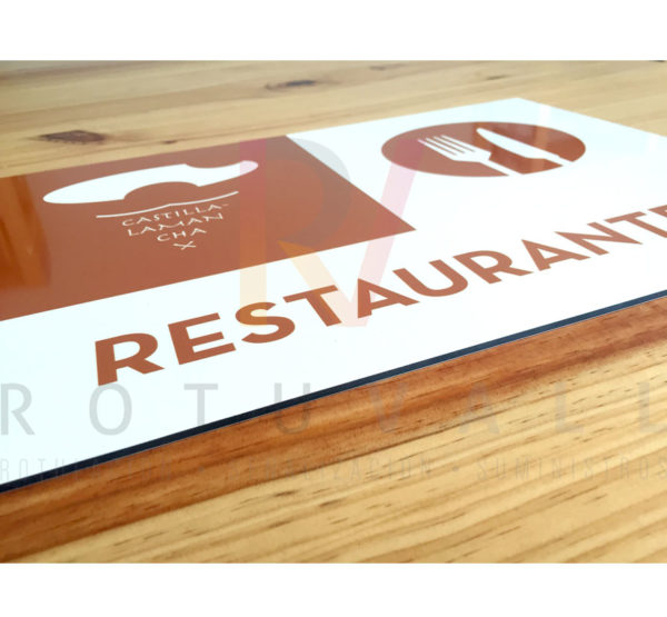 Detalle aluminio Placa restaurantes de Castilla-La Mancha real Rotuvall