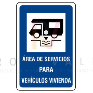 Señal para indicar una zona de descanso y servicios para todo tipo de vehículos vivienda