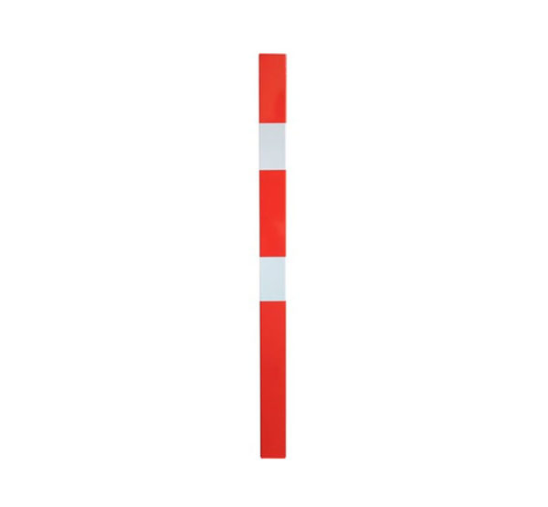pilona-bolardo-fijo-acero-lacado rojo con bandas réflex
