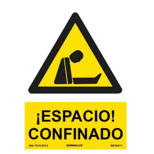 Señal espacio confinado cartel de advertencia