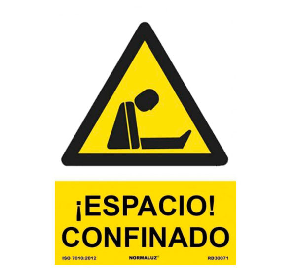 Señal espacio confinado cartel de advertencia