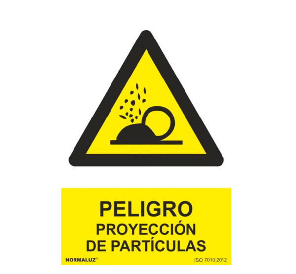 señal peligro proyección de partículas vinilo adhesivo