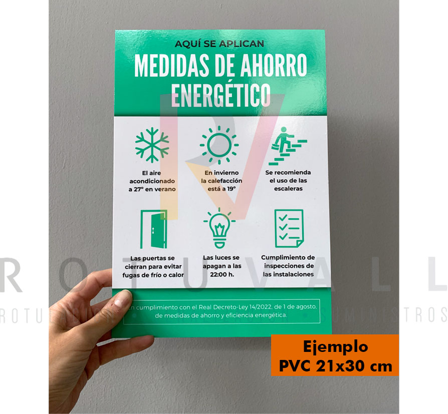 Placa informativa medidas de ahorro energético empresas y edificios públicos