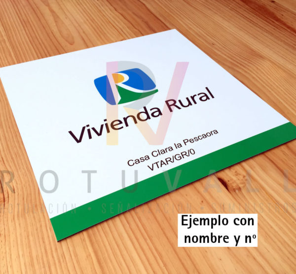 Placa Vivienda Rural Andalucía con nombre y número de inscripción