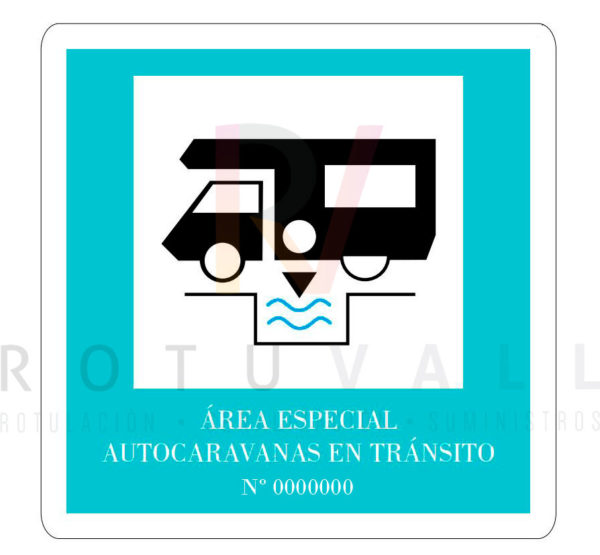 placa área especial autocaravanas Asturias con número registro