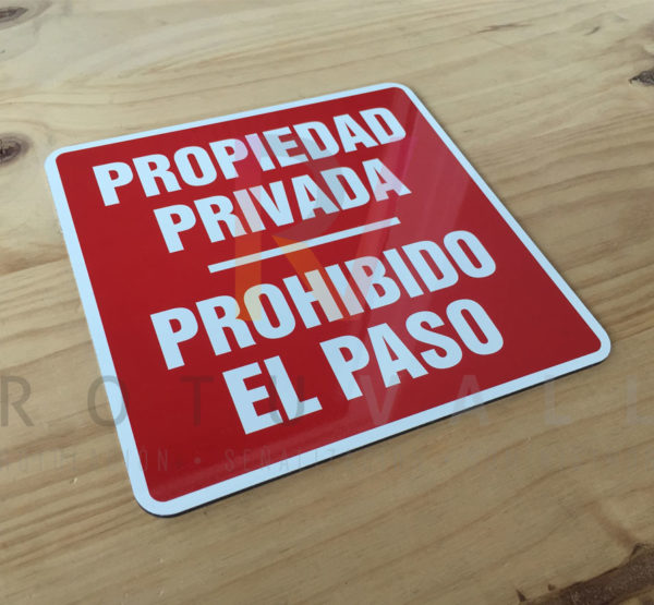 placa señal propiedad privada prohibido el paso 20x20 cm