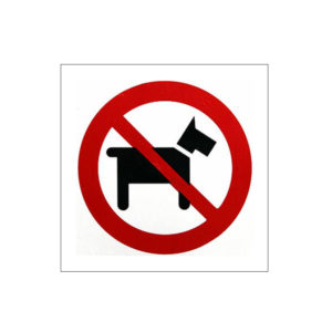 Adhesivo prohibido perros cuadrado