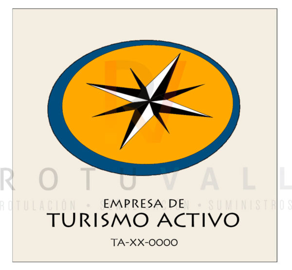 Placa de identificación empresas Turismo Activo Aragón con nº de inscripción